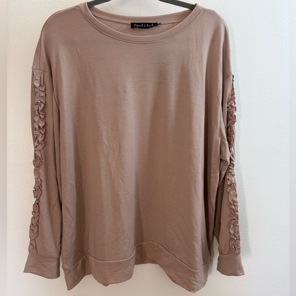Oxford & Park Dusty Mauve Ruffle Sleeve Top 1X - Picture 1 of 5